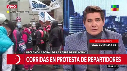 Corridas y tensión en una protesta de repartidores