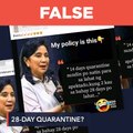 FALSE: Robredo quote on 28-day quarantine