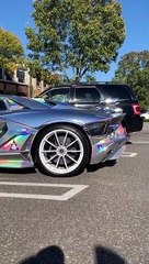 Rainbow Chrome Lambo Pulls out of Parking Spot