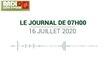Journal de 07 heures du 16 juillet 2020 [Radio Côte d'Ivoire]
