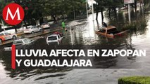 Tormenta deja inundaciones y al menos 29 autos varados en Zapopan y Guadalajara