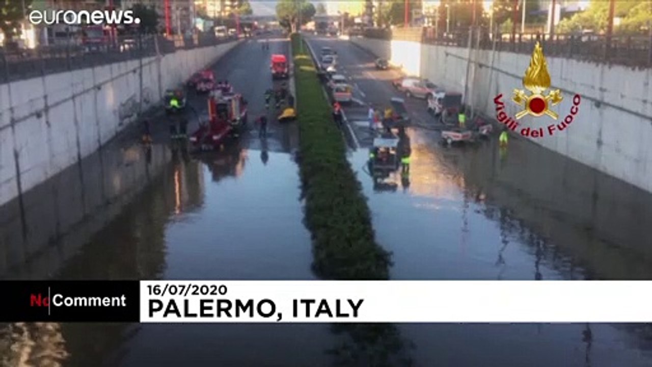 Dos desaparecidos y cuantiosos daños materiales en Palermo en el mayor aluvión en dos siglos