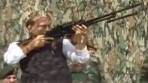 RajnathSingh witnessing para dropping-scoping weapons at Leh