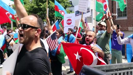 - Azerbaycanlılardan Ermenistan'ın Washington Büyükeçiliği önünde protesto