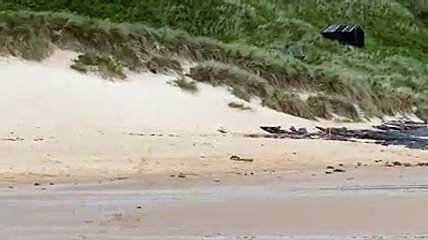 See the moment dumped distress flare is blown up after dangerous pyrotechnic is found by teenager on Northumberland beach