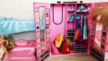 Barbie Chelsea Cinderella Princess Bunk Bed Morning Routine for School نوم باربي Barbie  rosa Quarto