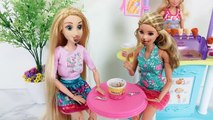 Barbie Dolls Ice Cream Shop Toy ; Princesses and Barbie enjoy Real Ice Cream & Play-dough Ice Cream