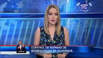 Realizan controles a comerciantes para cumplir con distanciamiento y normas de bioseguridad en el centro de Guayaquil