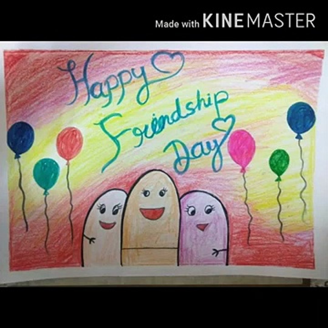 Happy friendship Day Drawing Easy Step by step - video Dailymotion