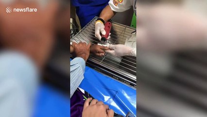 Firefighters remove ball bearing stuck on boy's finger