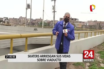 Cercado de Lima: skaters utilizan estructura de Vía Expresa Línea Amarilla para hacer piruetas