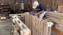 DIY - Amazing How To build A King Size pallet Bed Extremely Simple and Beautiful __ Woodworking