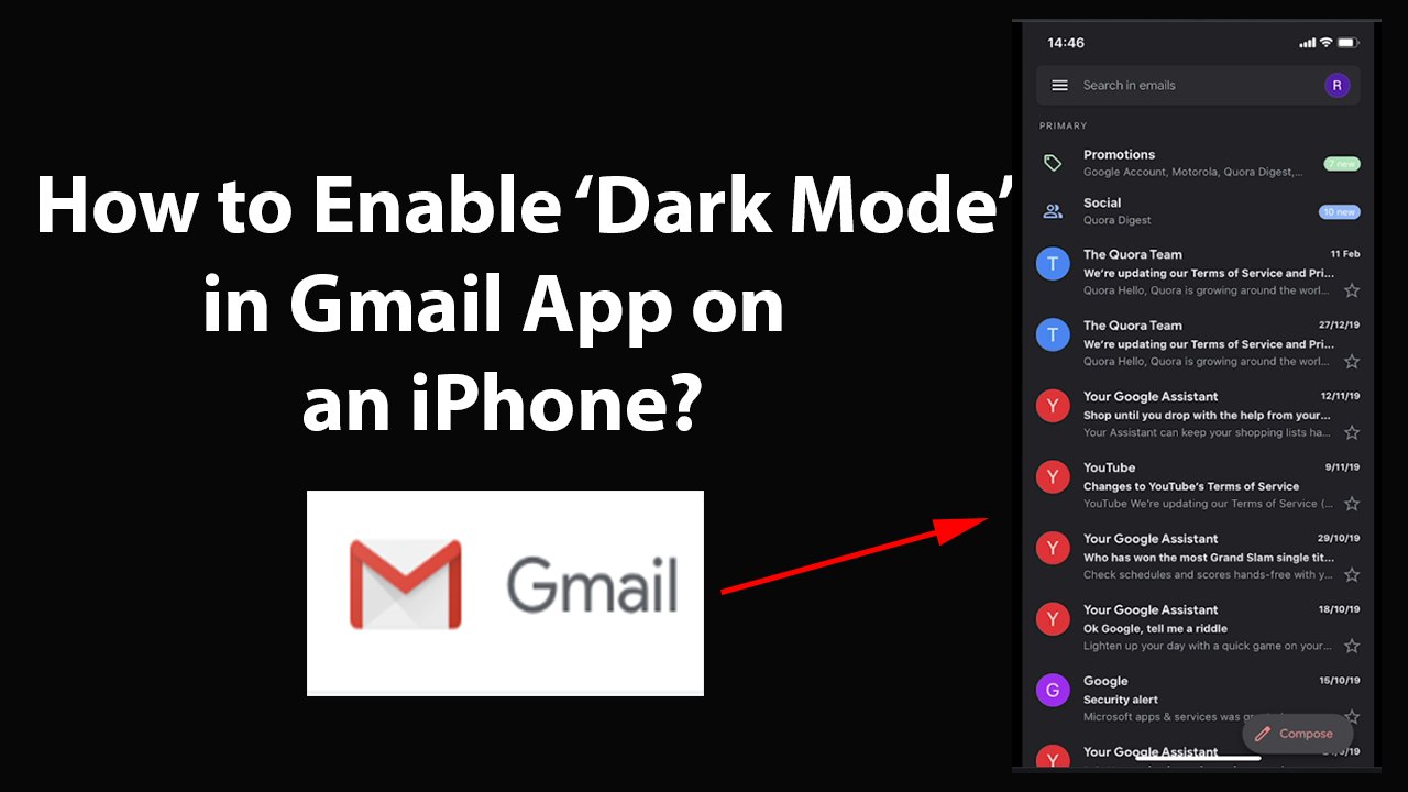 How to Enable Dark Mode in Gmail App on an iPhone?