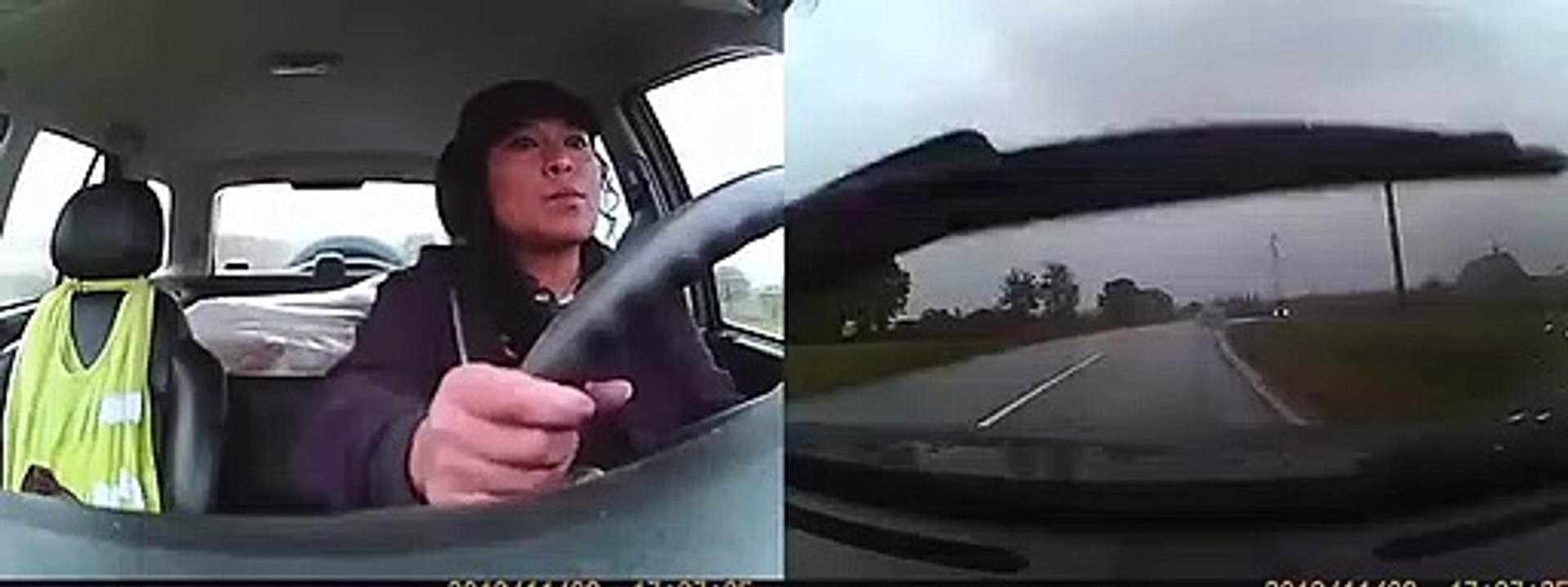 Conductrice très zen alors qu'elle fait un tonneau...