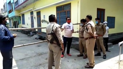 कोविड-19 क्षेत्र का जायजा लेने पहुंची भरथना कोतवाली पुलिस