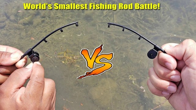World's Smallest Fishing Rod Challenge! Who Will Win_ 1v1
