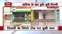 Delhi Rains: DTC Bus Gets Stuck in Waterlogged Road