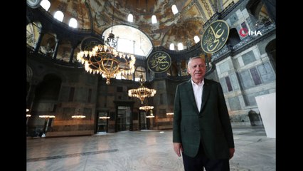 Cumhurbaşkanı Erdoğan Ayasofya Camii'nde incelemelerde bulundu