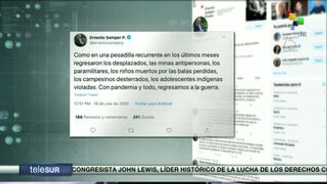 Ernesto Samper alerta del incremento de la violencia en Colombia
