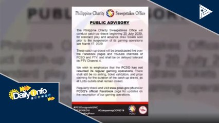 Paalala ng PCSO ukol sa catch-up draws simula ngayong araw
