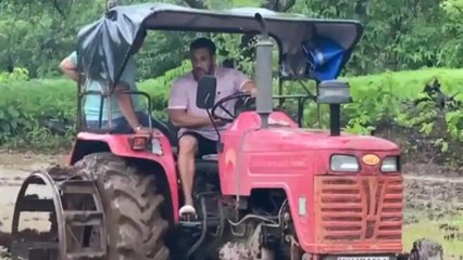 Watch Salman driving tractor while trying hand at farming