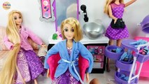 Rapunzel doll Hair Transformation at Barbie Beauty Salon boneka Rapunzel Potongan rambut Boneca