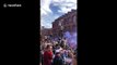 Leeds United fans go wild in Millennium Square after promotion to premier league