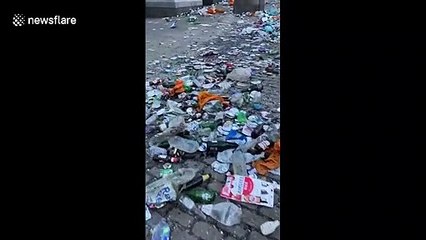 Mammoth cleanup at Leeds city centre following raucous football celebrations