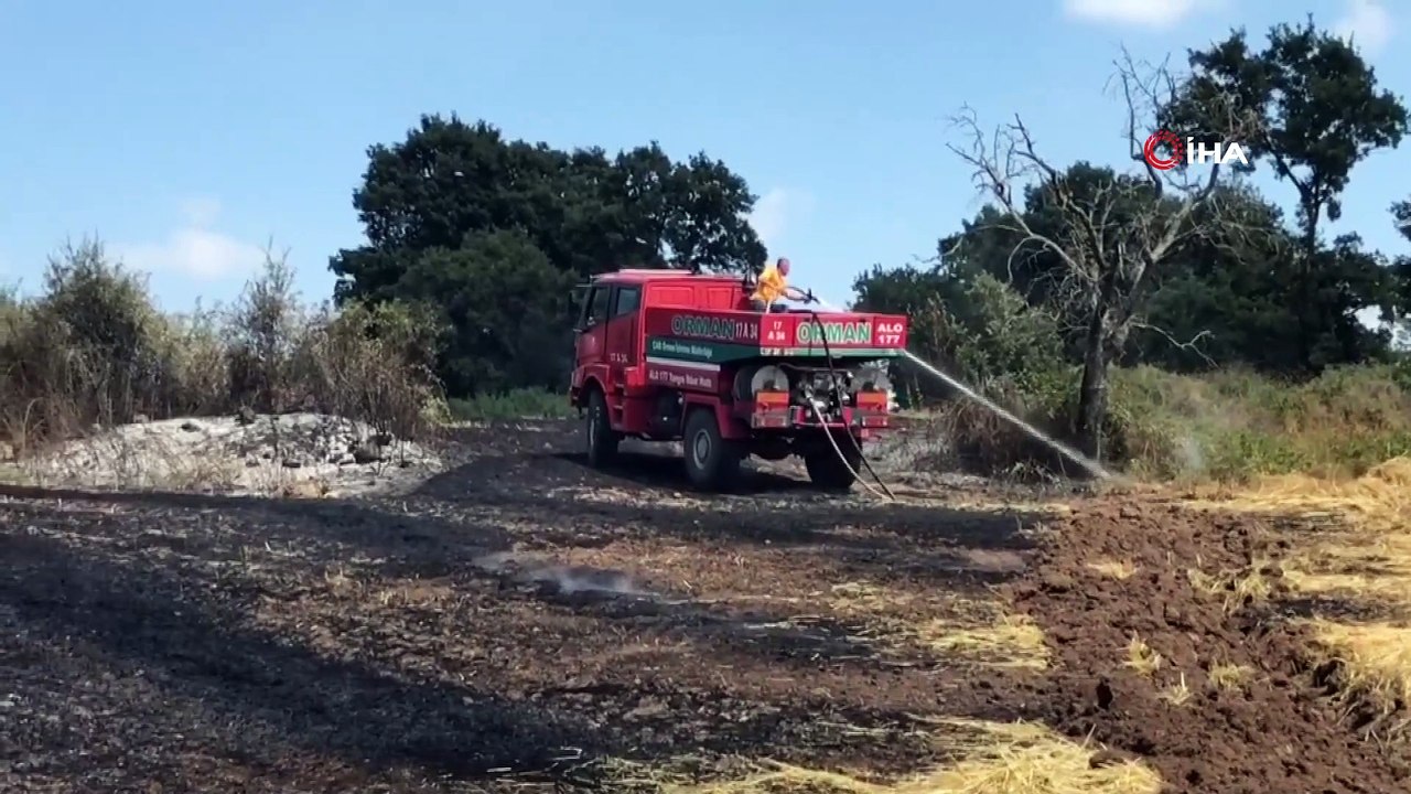 Çanakkale’de anız yangını ormana sıçramadan söndürüldü