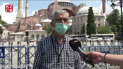 Ayasofya Cami’ne ördek başı yeşili halılar döşenmeye başlandı