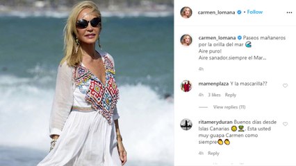 Carmen Lomana, objeto de críticas por pasear sin mascarilla