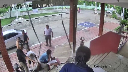 Policeman falls through station ceiling
