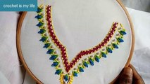 Hand Embroidery - Neckline Embroidery Design For Kameez - Kurtis - Dress