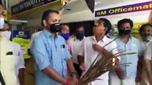 BJP state president K Surendran is raising the flames of protest as part of #ResignKeralaCM campaign