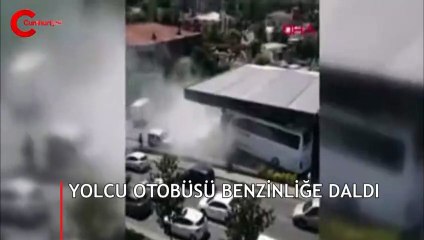 İstanbul'da yolcu otobüsü benzinliğe böyle daldı