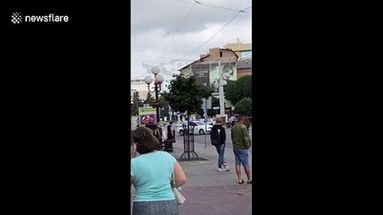 Further footage shows police cordon at scene of Ukraine hostage situation