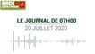 Le journal de 7 heures du 20 juillet 2020 [Radio Côte d'Ivoire]