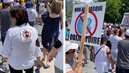 Une manifestation contre l'obligation du port du masque
