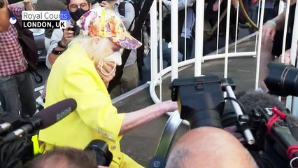 Vivienne Westwood caged in London to protest Assange extradition trial