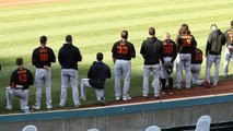 San Francisco Giants' Manager And Players Kneel During National Anthem