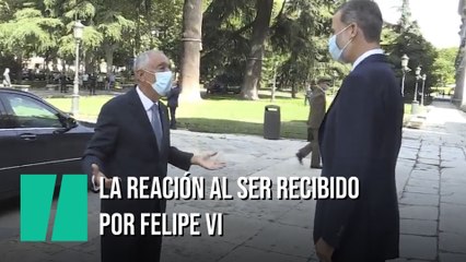 La reacción del presidente de la república de Portugal al ser recibido por Felipe VI