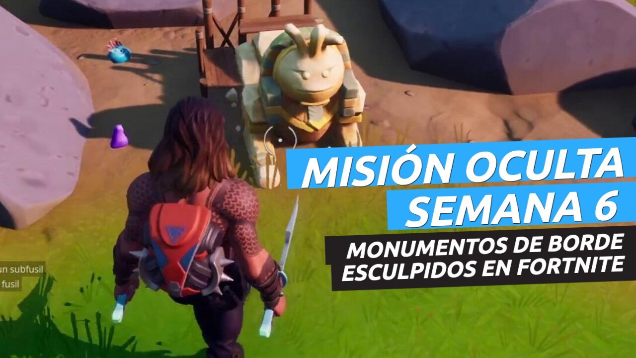 Misión secreta Fortnite temporada 3 - Monumentos de borde de Reino de Coral esculpidos (localización semana 6)