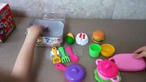 Velcro Food Toy Cutting cake Hamburger Plastic Cooking Playset