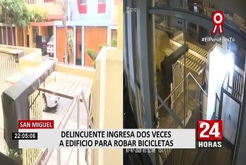 Video herunterladen: San Miguel: delincuente ingresa dos veces a edificio para robar bicicletas