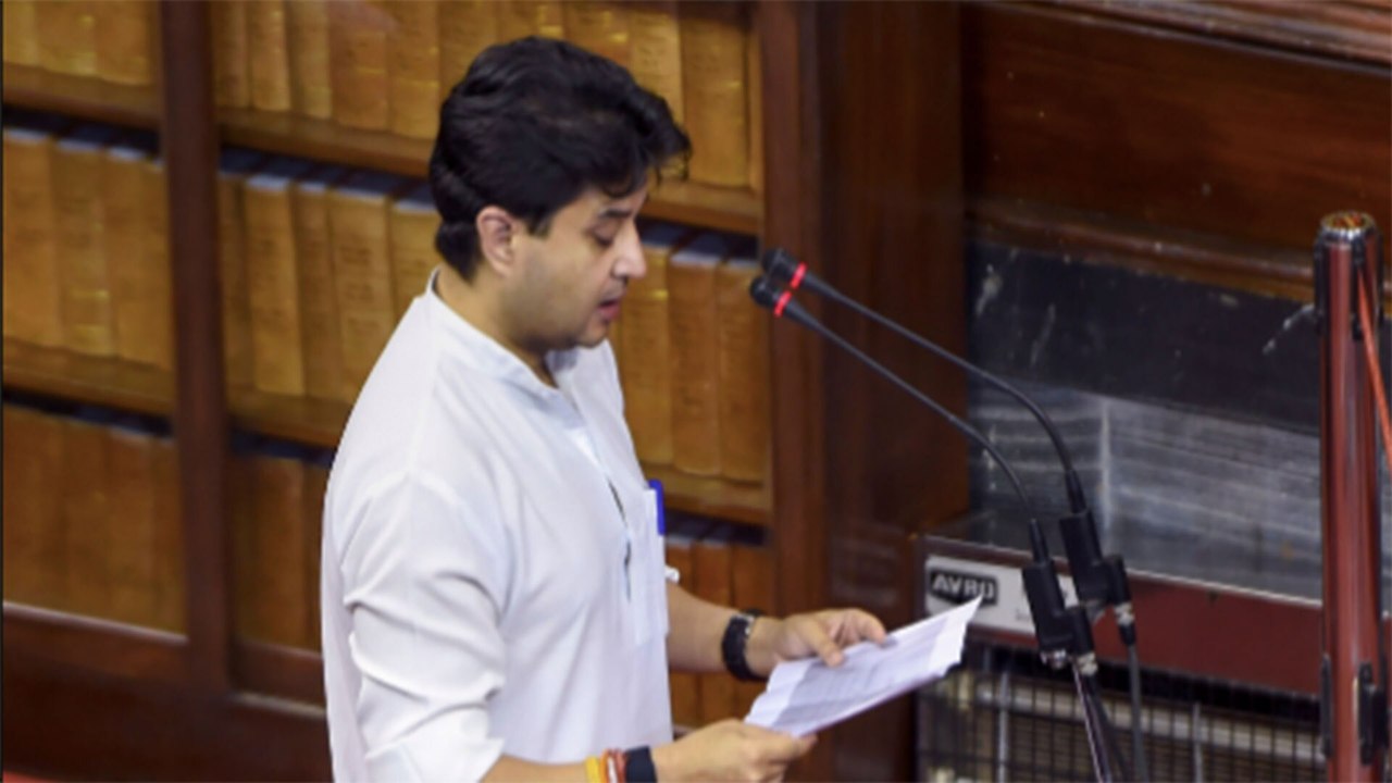 Jyotiraditya Scindia takes oath as Rajya Sabha member