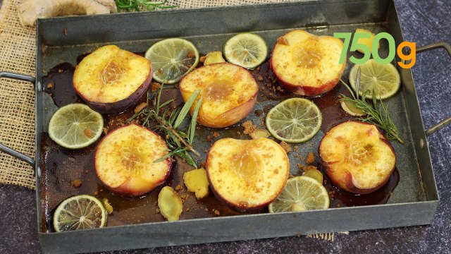 Recettes des pêches rôties au miel, gingembre et romarin - 750g