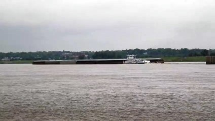 A Riverboat Barge on the Mississippi River in Alton, IL