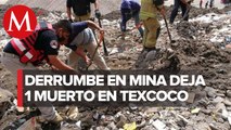 Derrumbe en mina de arena deja un muerto en Texcoco