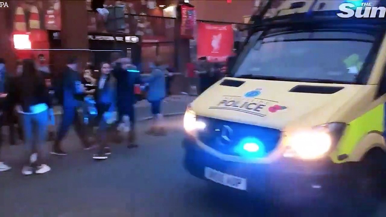 Liverpool Fans celebrate Premier League victory with fireworks at Anfield after waiting 30 years