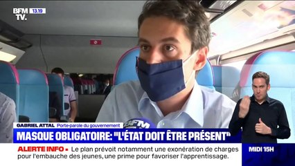 Masque obligatoire: Gabriel Attal estime que "l'État doit être présent"